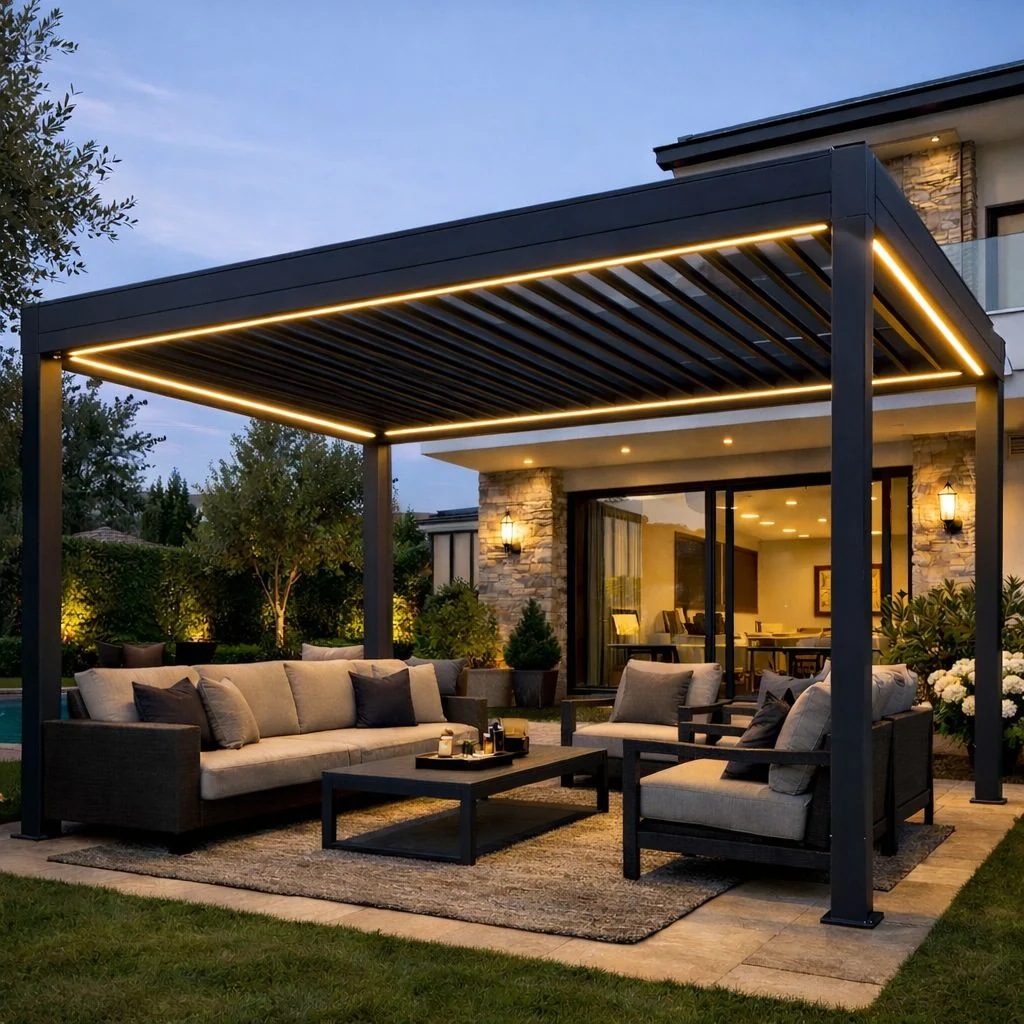 Bioklimatik Pergola tamamlanmış uygulama fotoğrafı