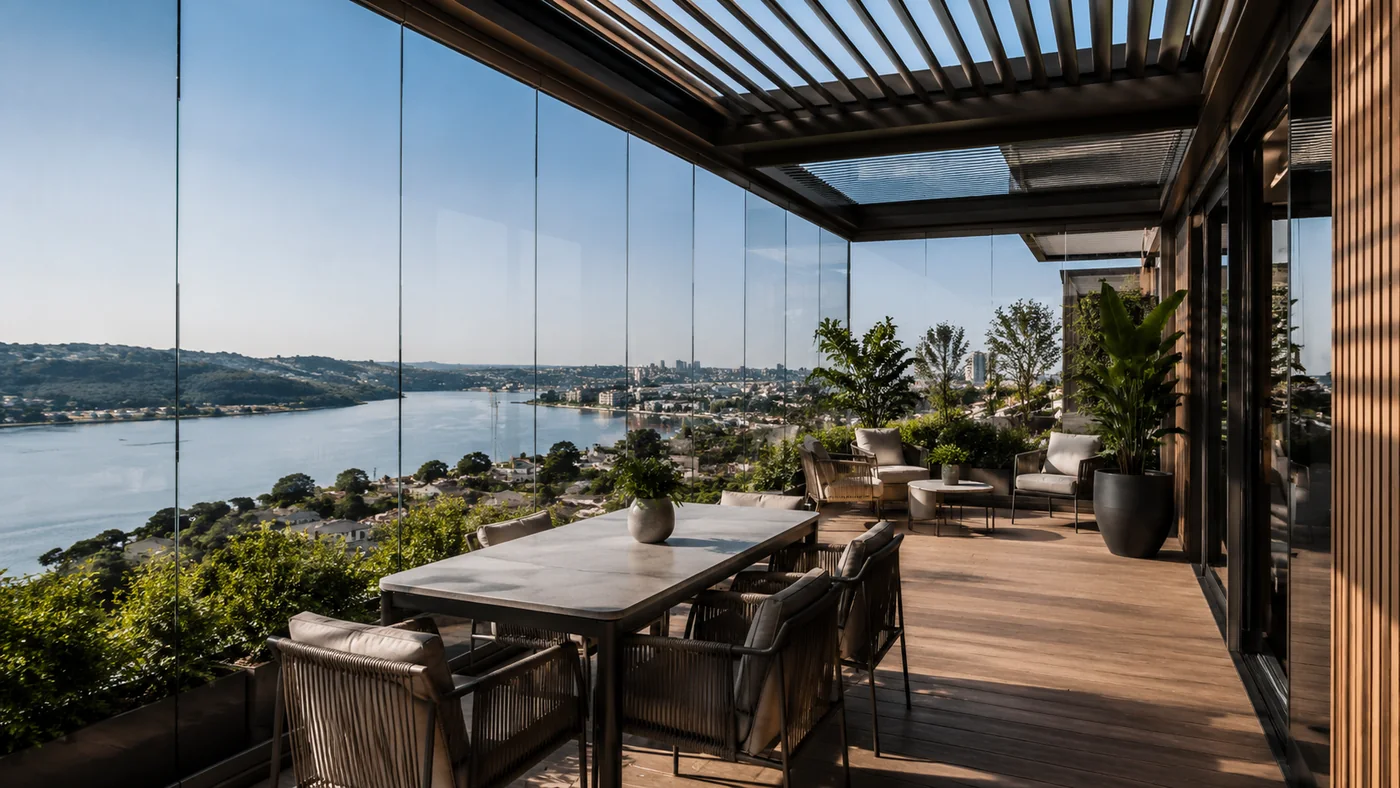 RS Vizyon pergola tente cam sistemleri premium dış mekan slayt görseli 4