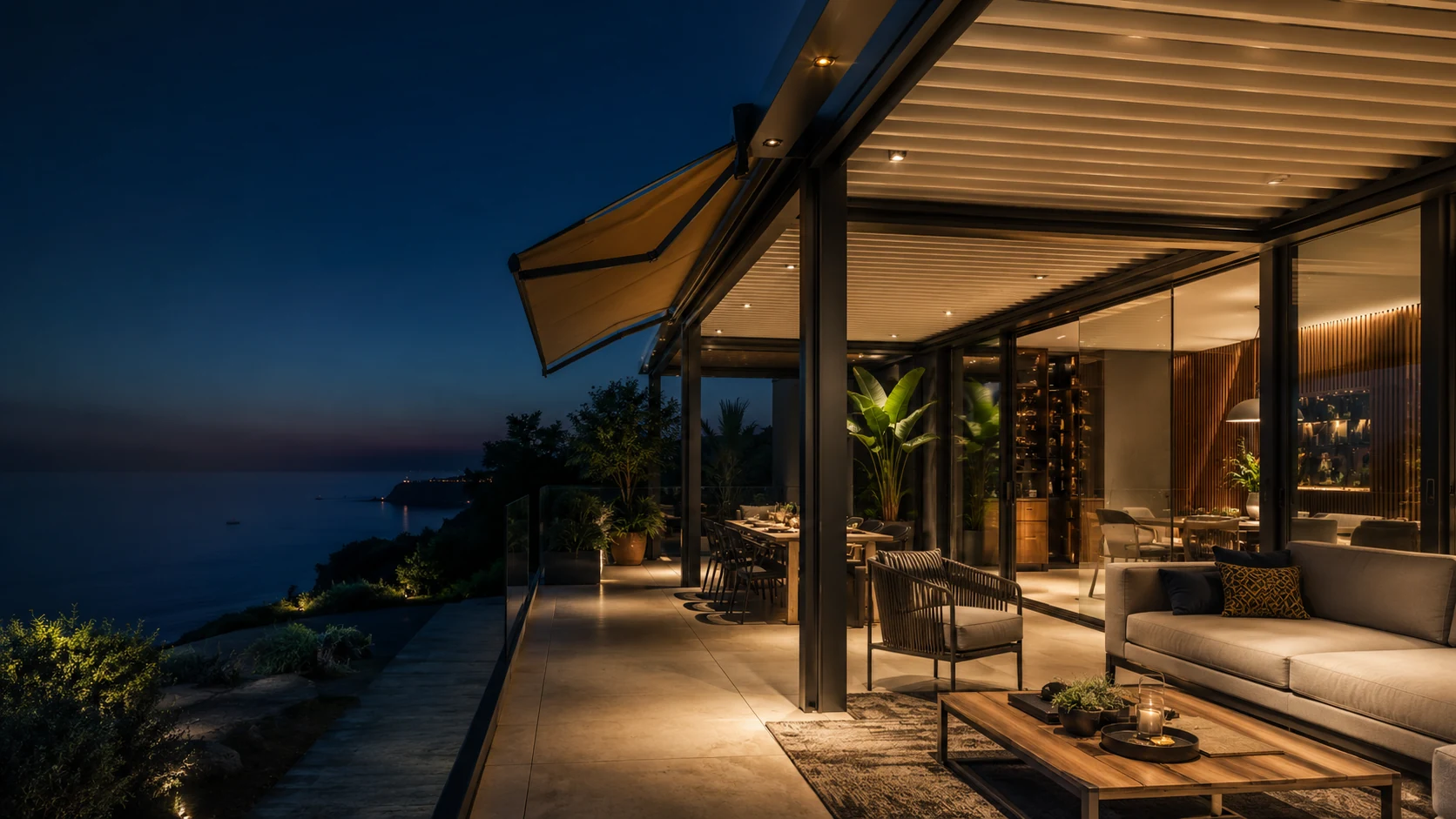 RS Vizyon pergola tente cam sistemleri premium dış mekan slayt görseli 1